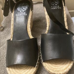Vince Camuto Black Espadrille Slide Sandals never worn